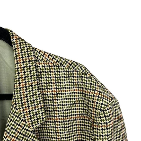 Ermenegildo Zegna Wool Cashmere Sport Coat Blazer Men Ventless Houndstooth Green - Picture 3 of 8